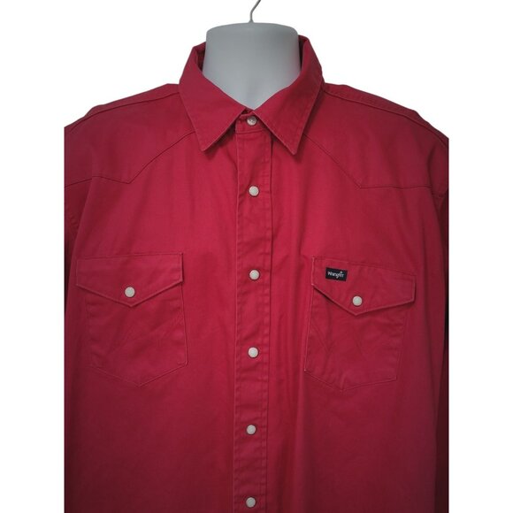 Wrangler Other - Wrangler Shirt Mens 18X35 Big Red Western Pearl Snap Long Sleeve Cowboy